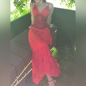 ❤️ Beautiful Red Gown Size 4 Women Sexy Embellished Formal Dress Couture Beaded